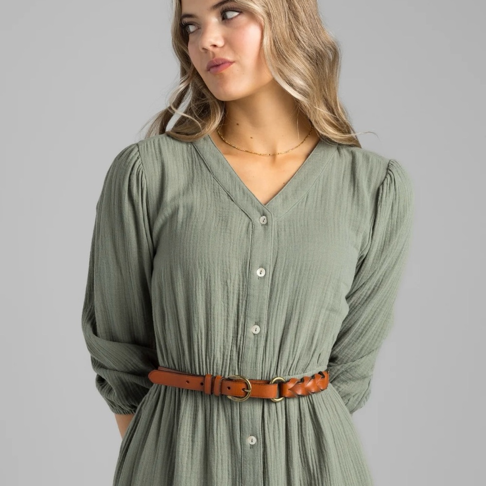 Olive Green Button-Up Dress